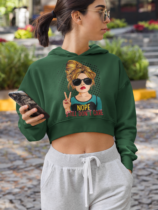 Nope Still Don't Care Cropped Hoodie