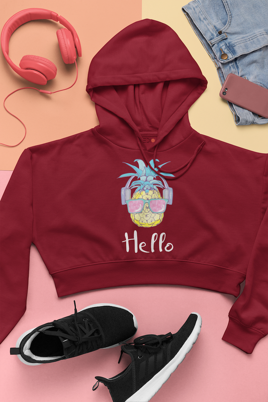 Hello Cropped Hoodie